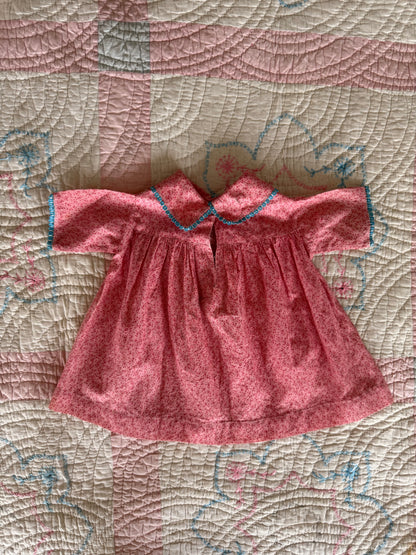 1910's cinnamon pink calico baby dress