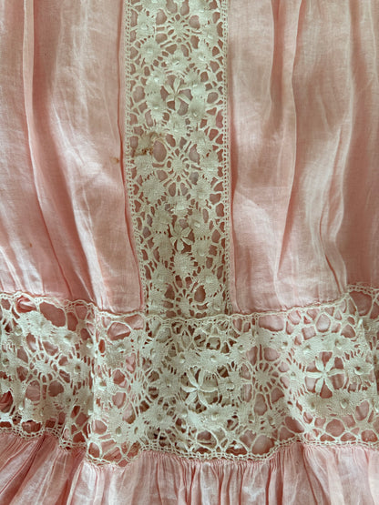 1920s pink lace panel dress