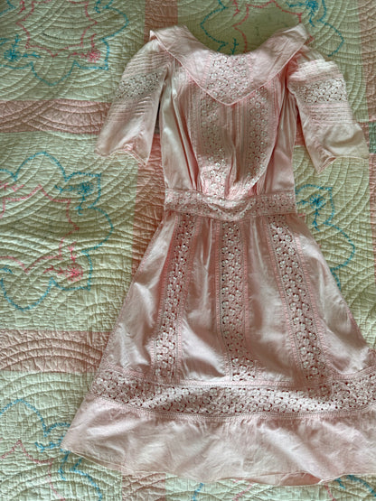 1910s pink eyelet dress