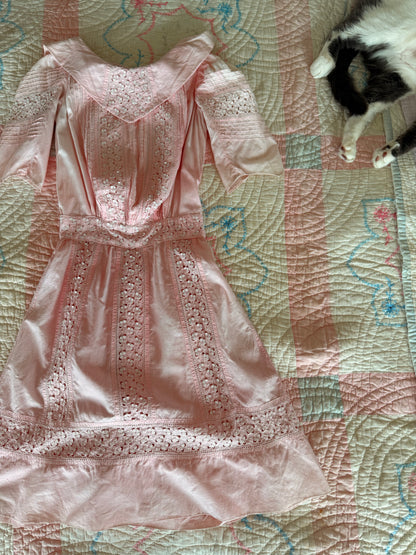 1910s pink eyelet dress