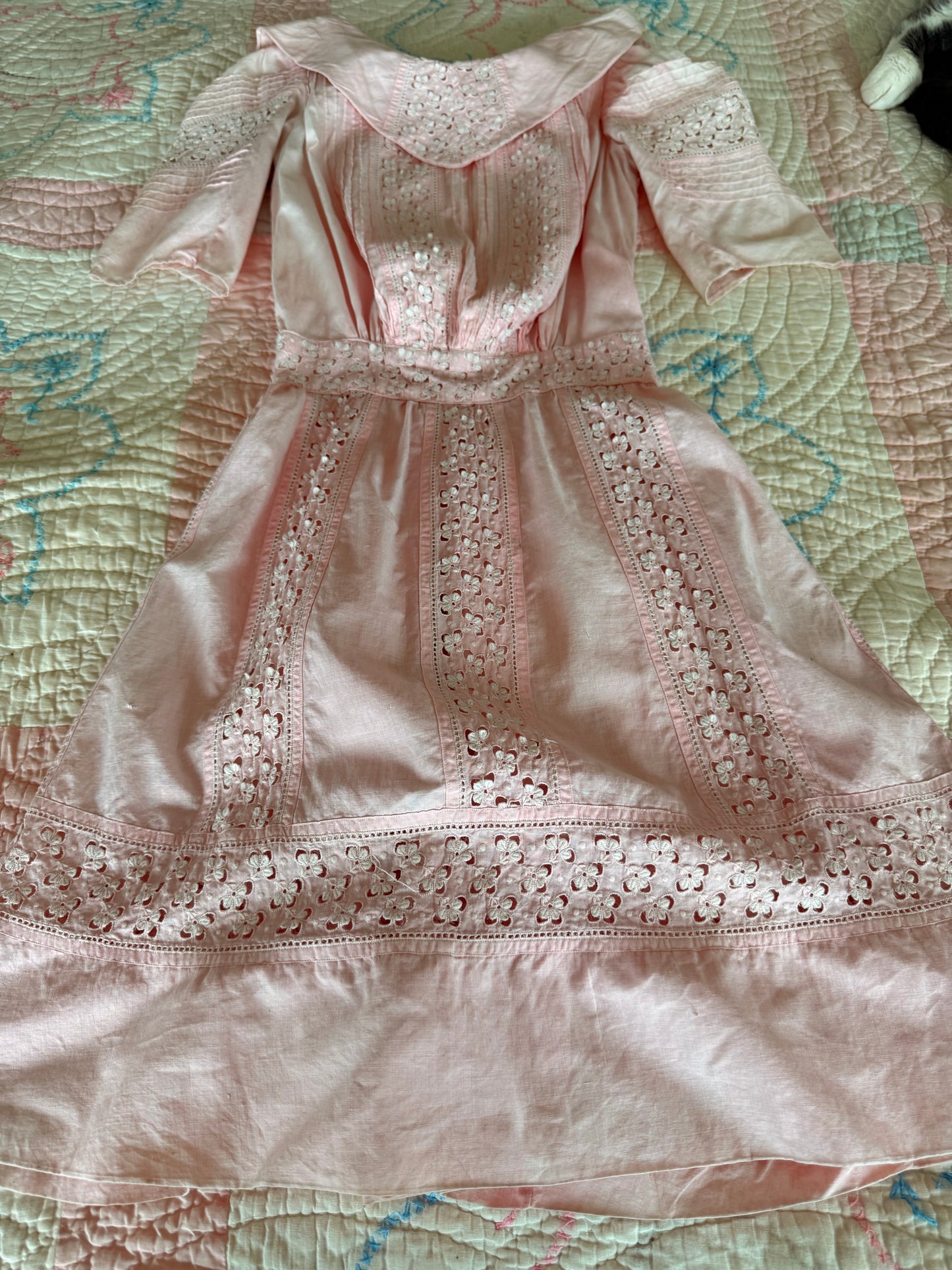 1910s pink eyelet dress