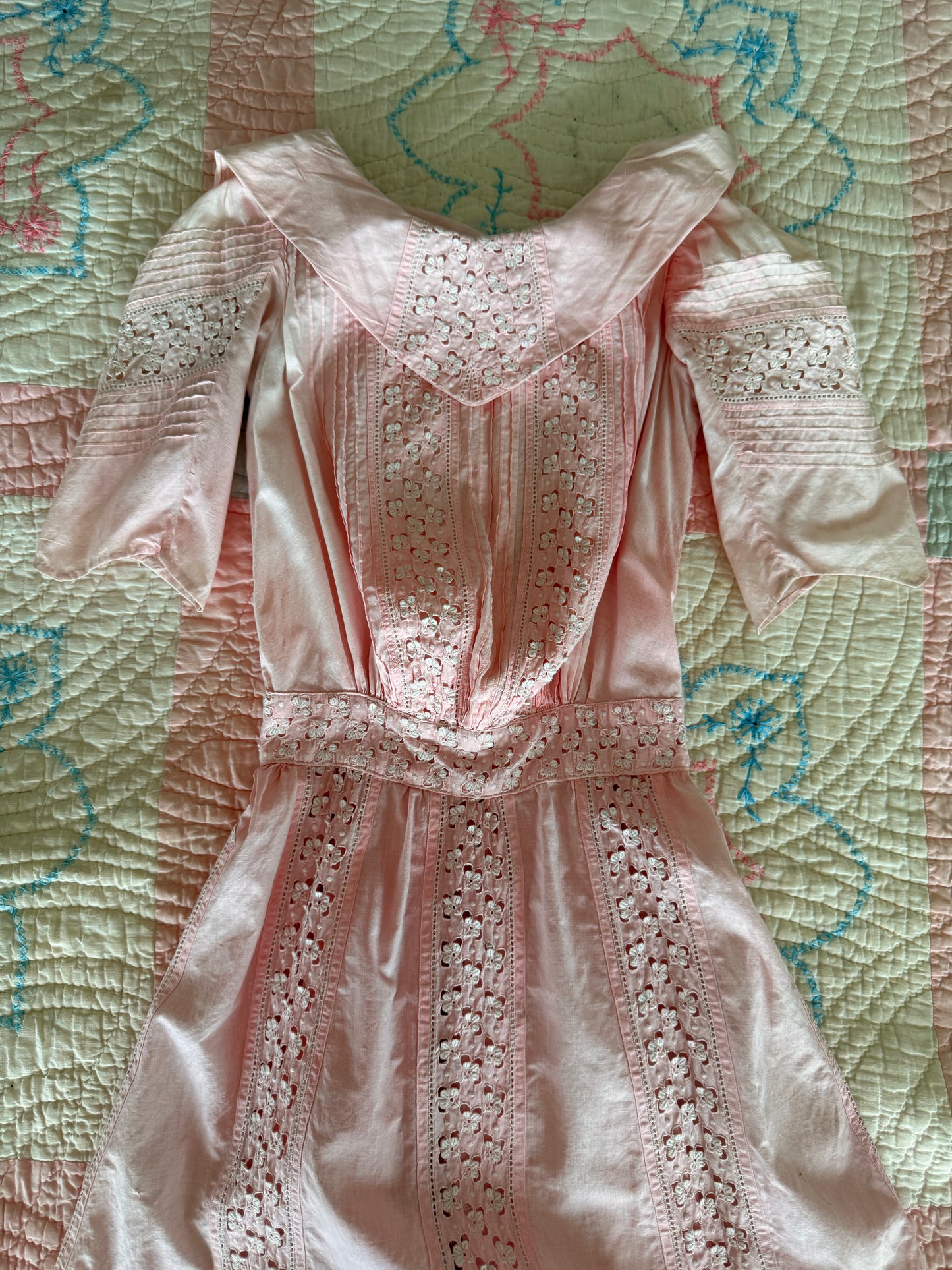 1910s pink eyelet dress