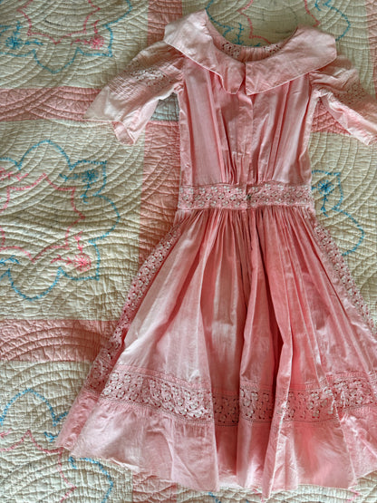 1910s pink eyelet dress