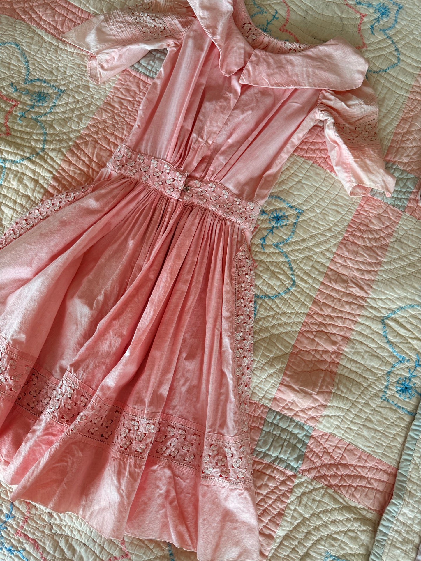 1910s pink eyelet dress