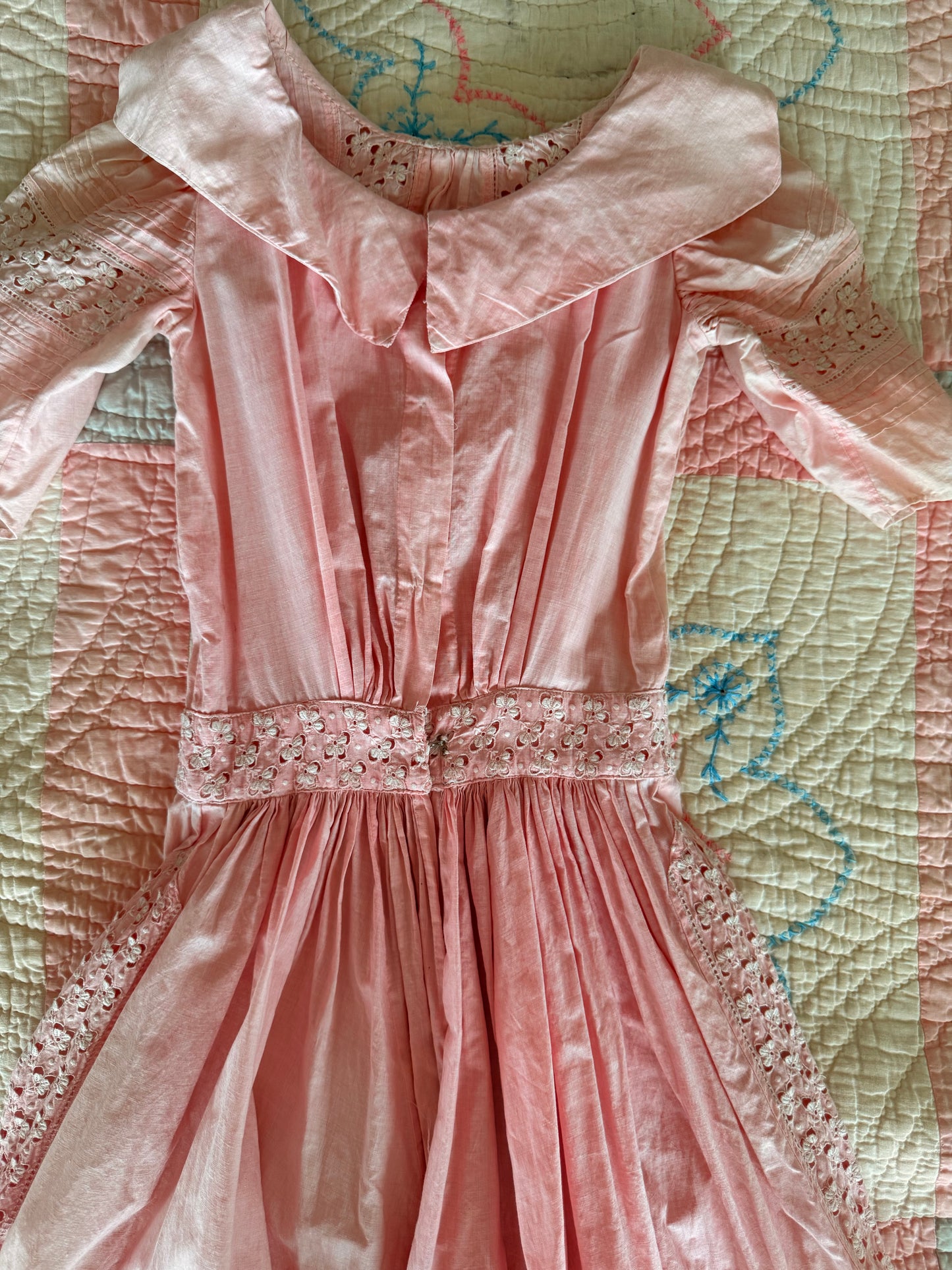 1910s pink eyelet dress