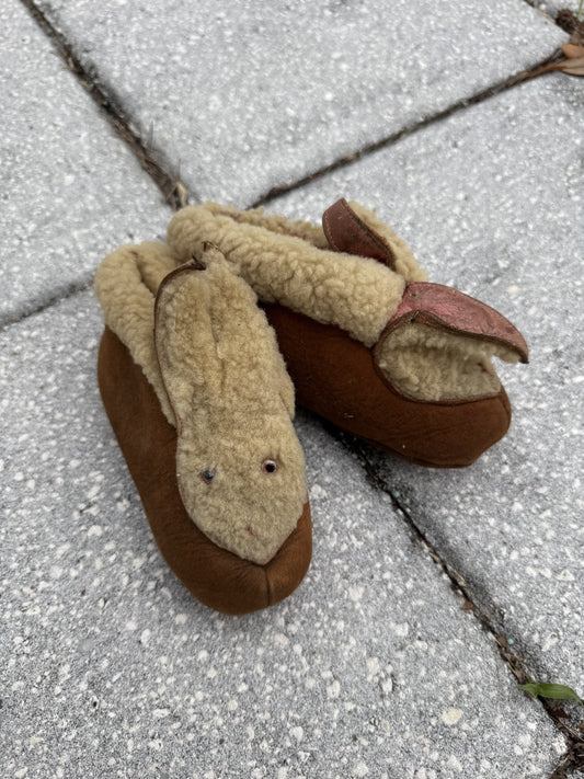 1940s lambskin bunny slippers