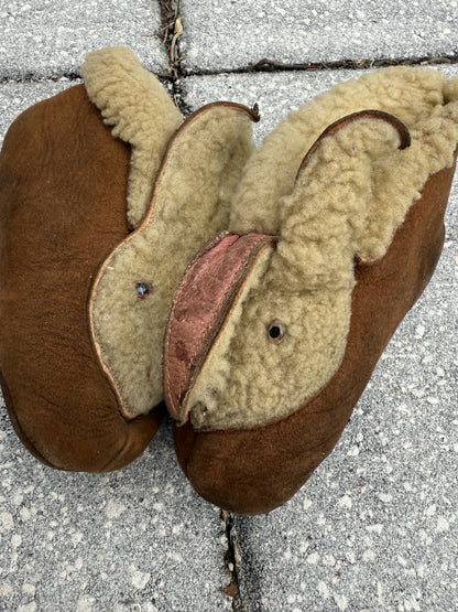 1940s lambskin bunny slippers