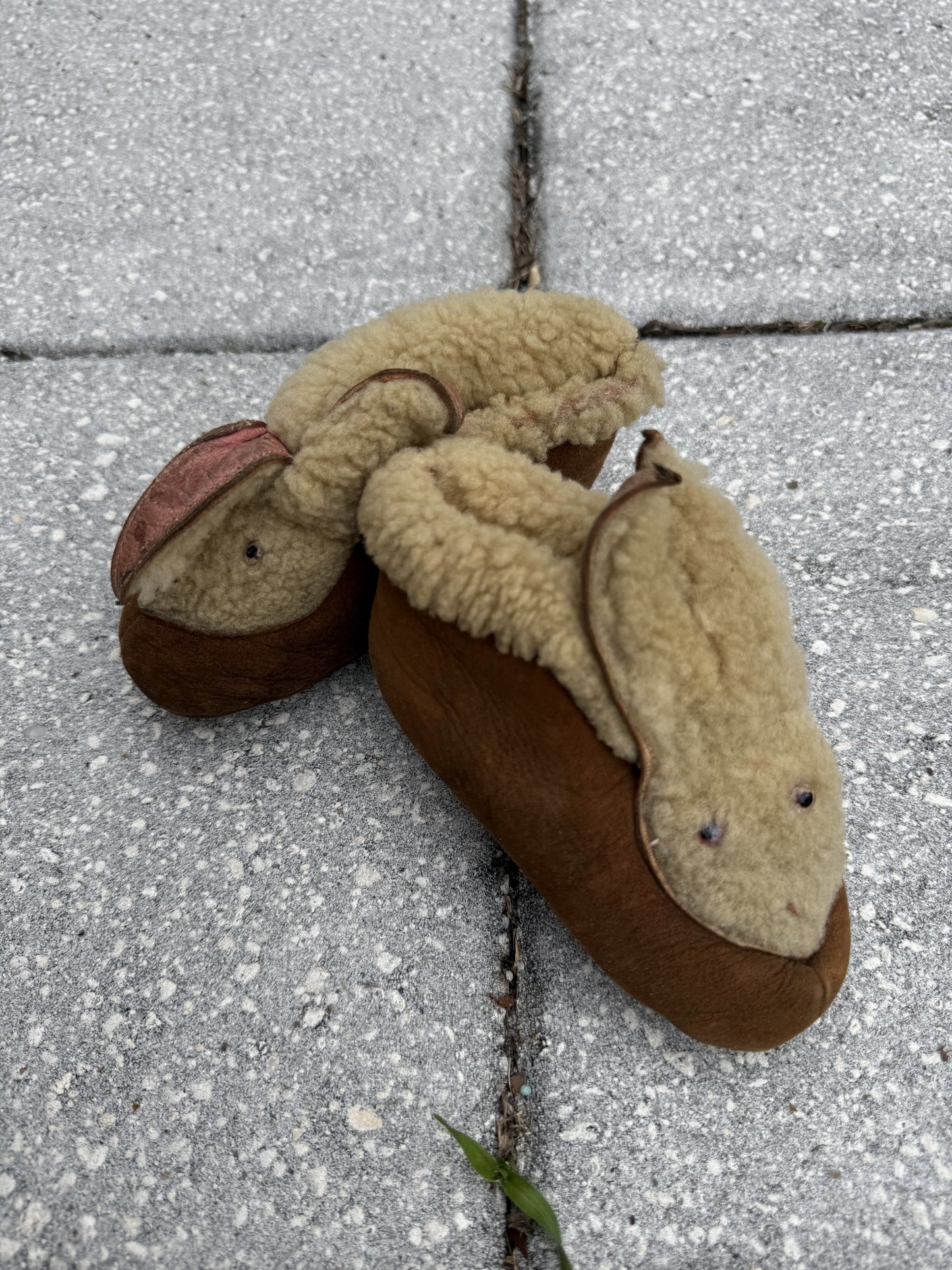 1940s lambskin bunny slippers