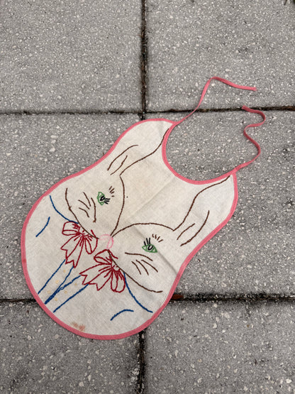 1950s embroidered bunny bib