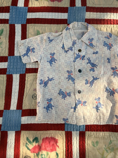 1940s scotty dog print button down