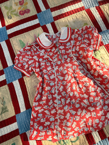 1940s sailor print dress