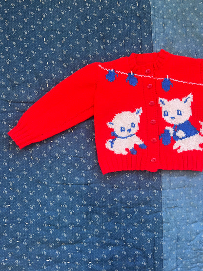 1970s kittens & mittens cardigan