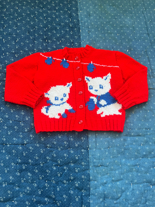 1970s kittens & mittens cardigan