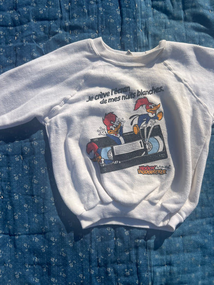 1980s french woody woodpecker sweatshirt