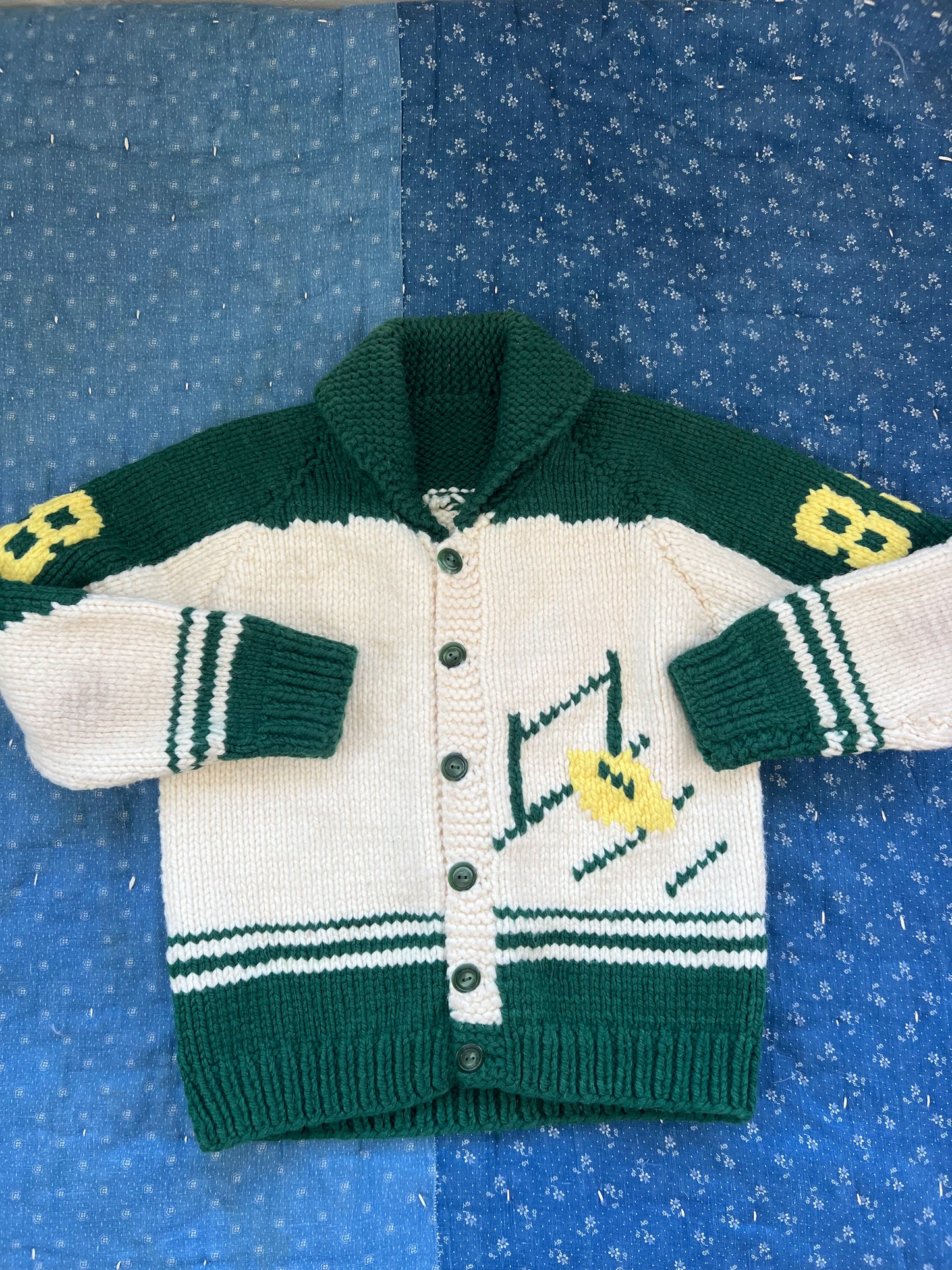 1970s green bay packers wool cardigan