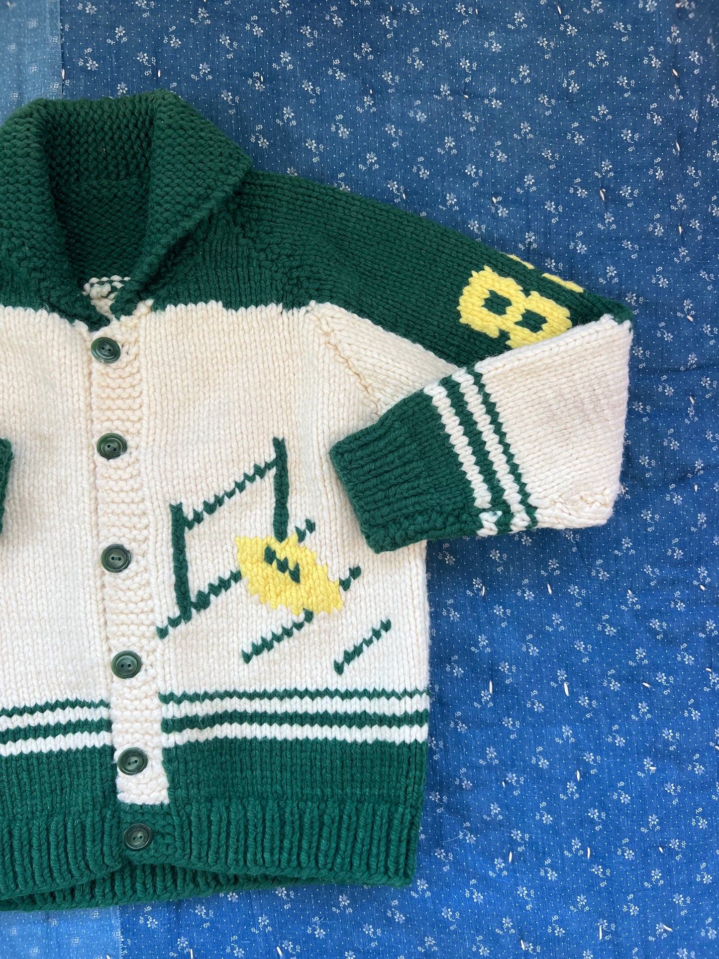 1970s green bay packers wool cardigan