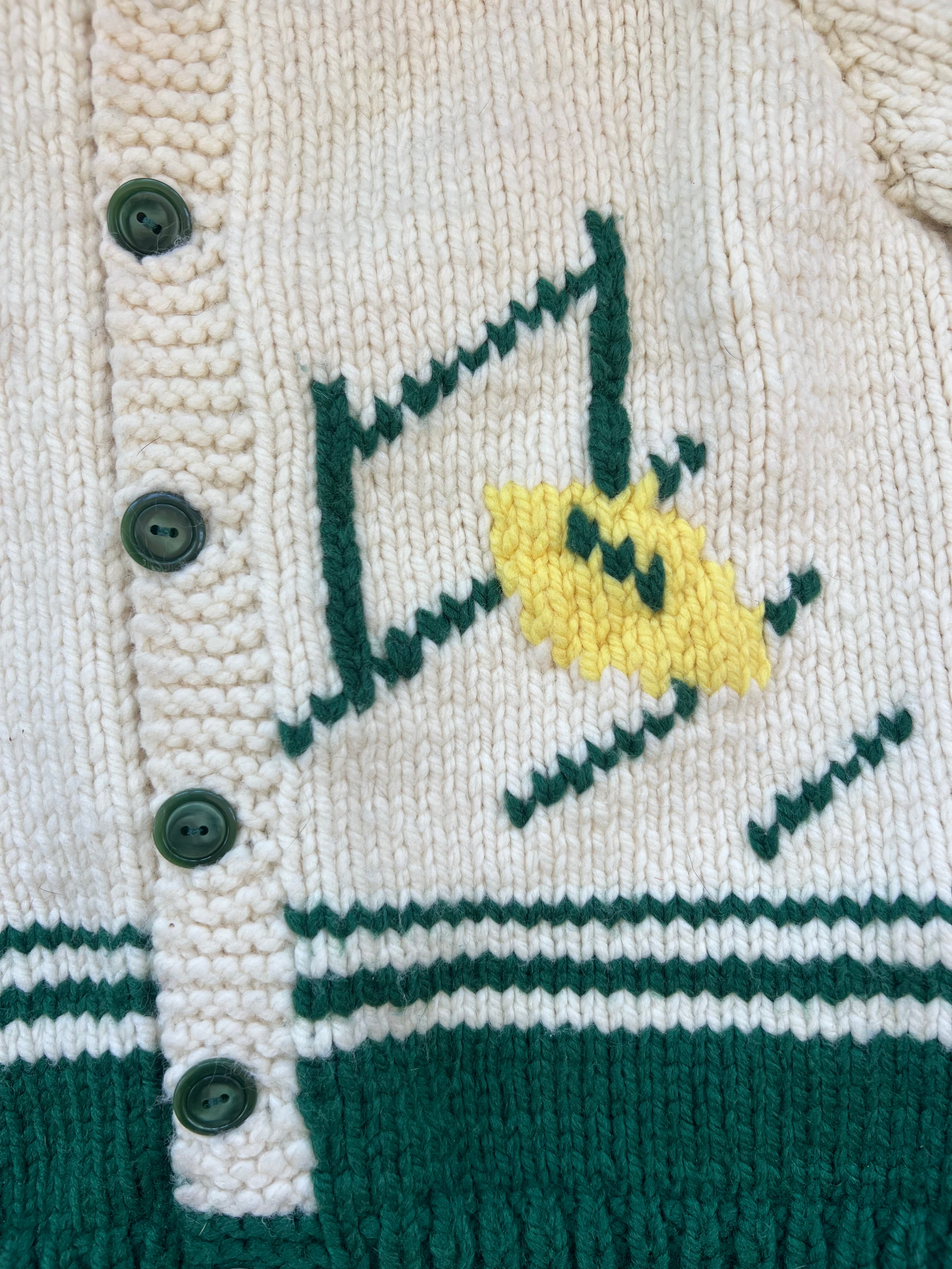 1970s green bay packers wool cardigan