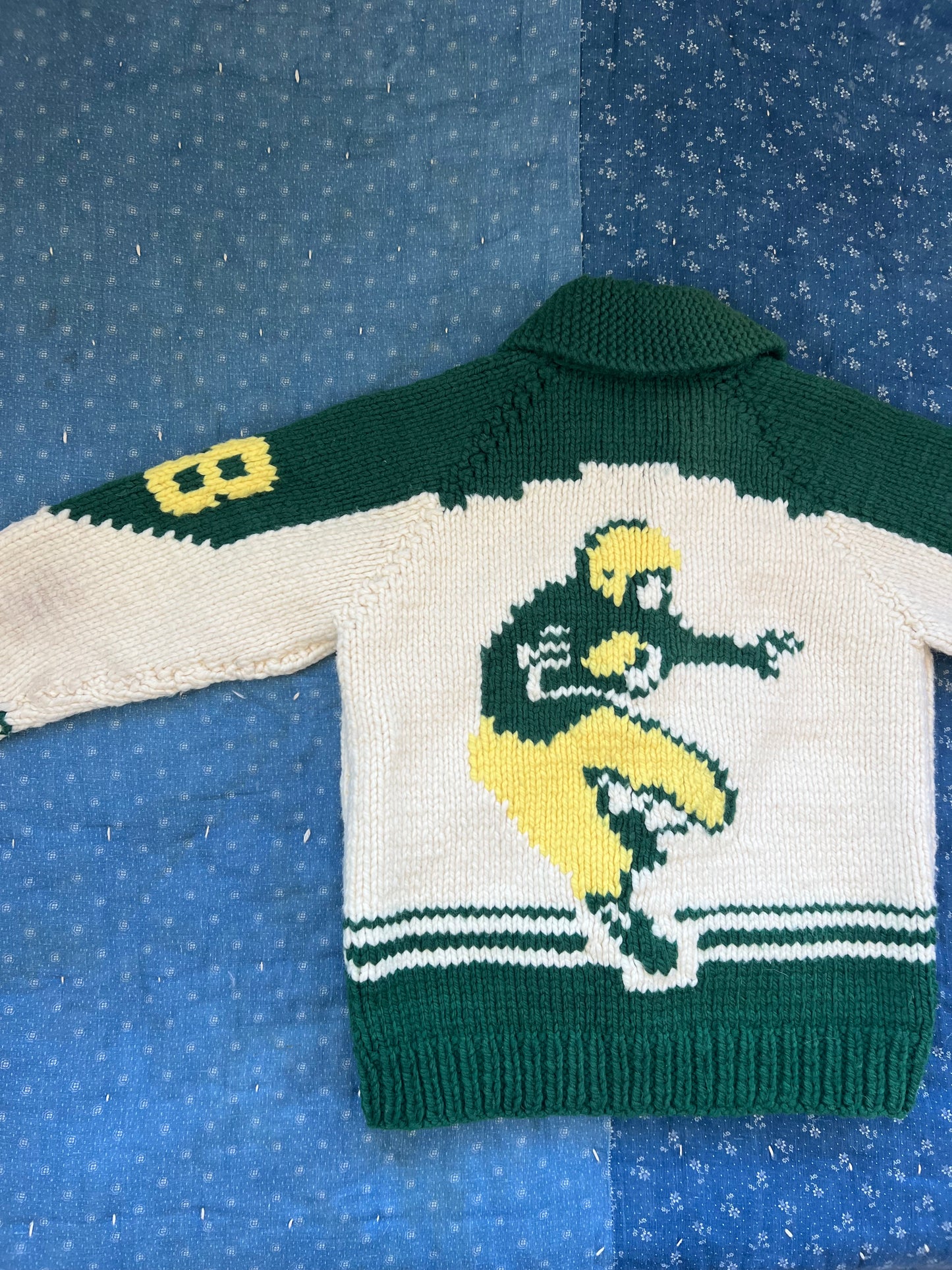 1970s green bay packers wool cardigan