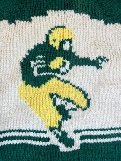 1970s green bay packers wool cardigan