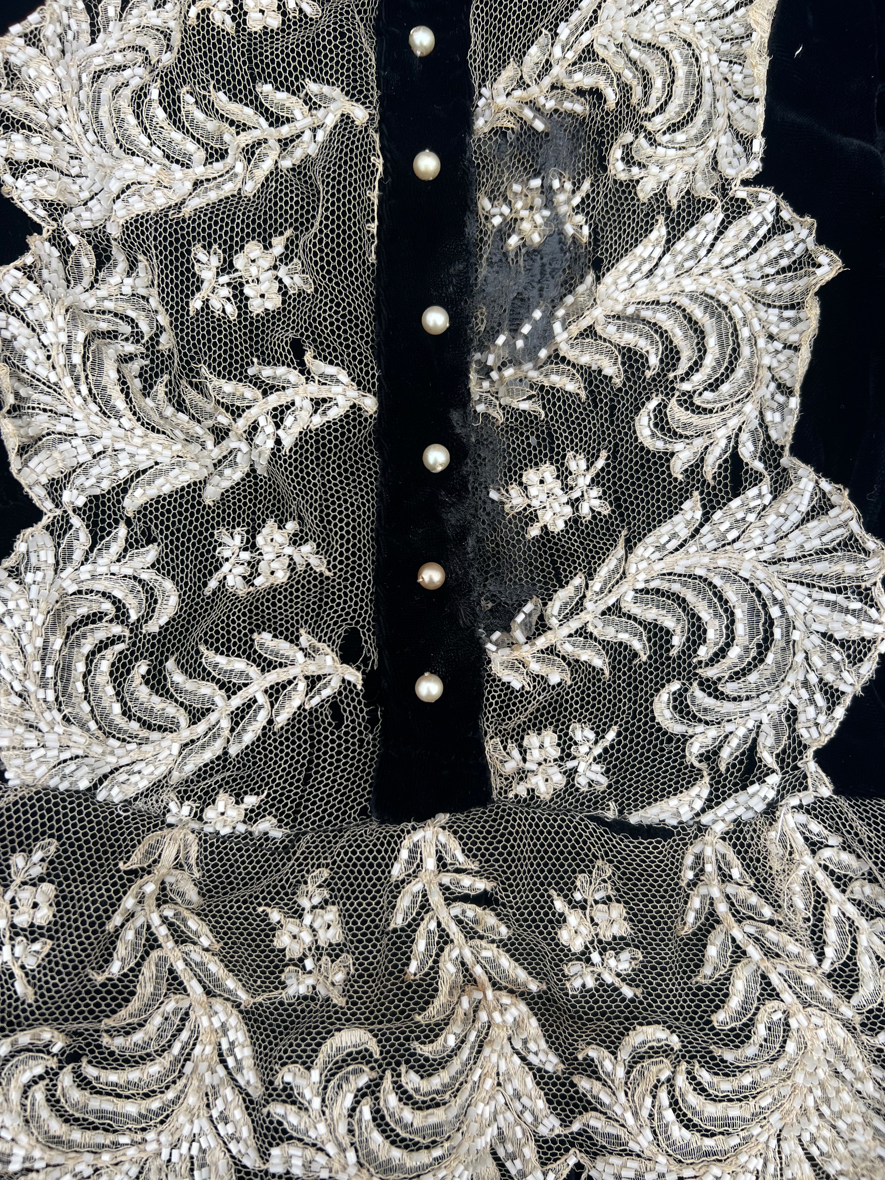 1920s black velvet beaded dress