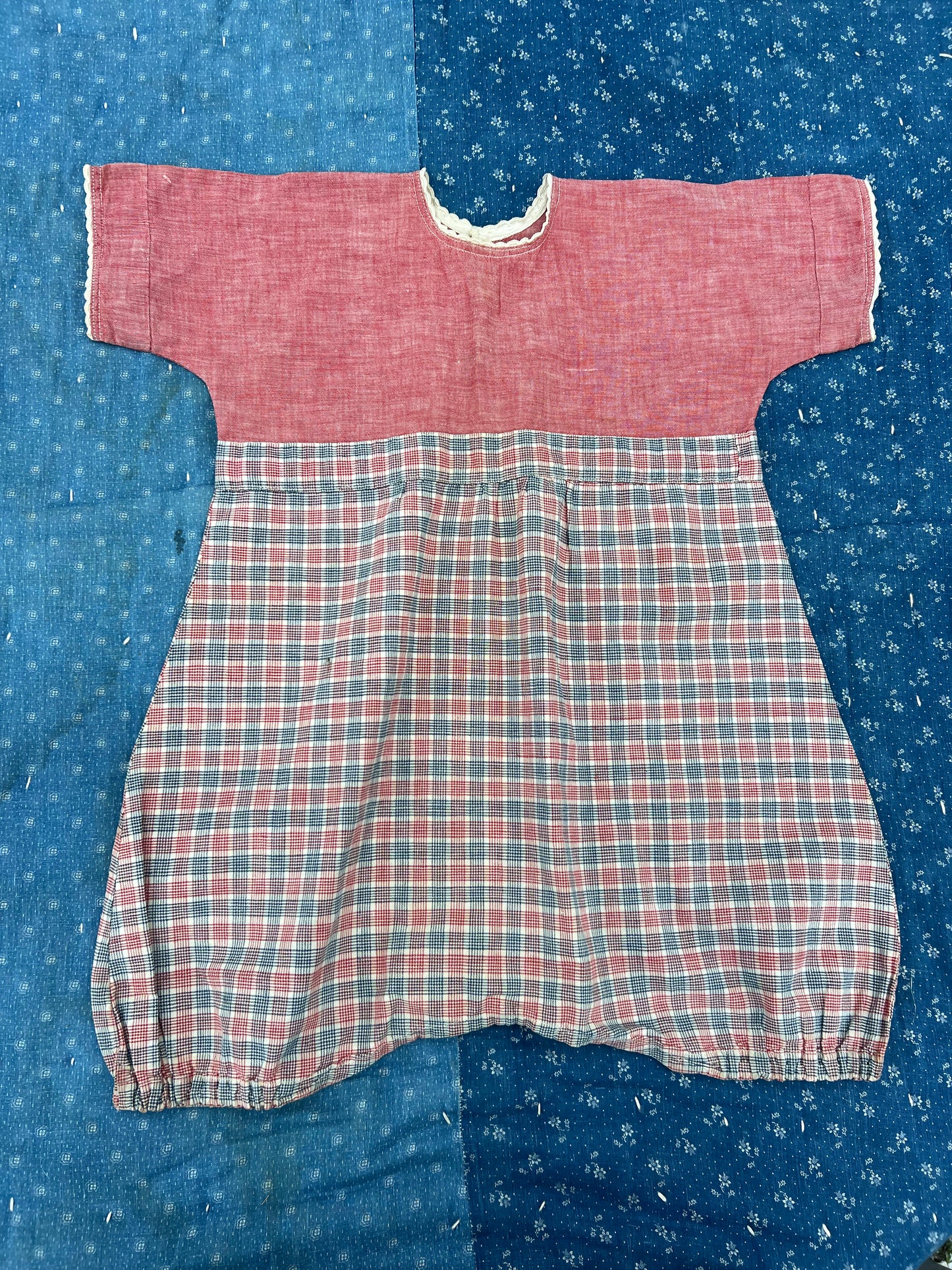 1920s red chambray romper