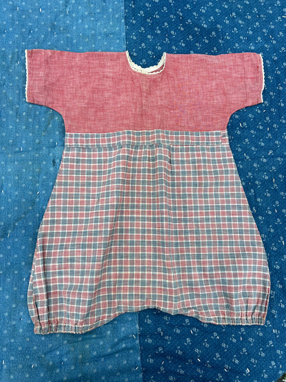 1920s red chambray romper