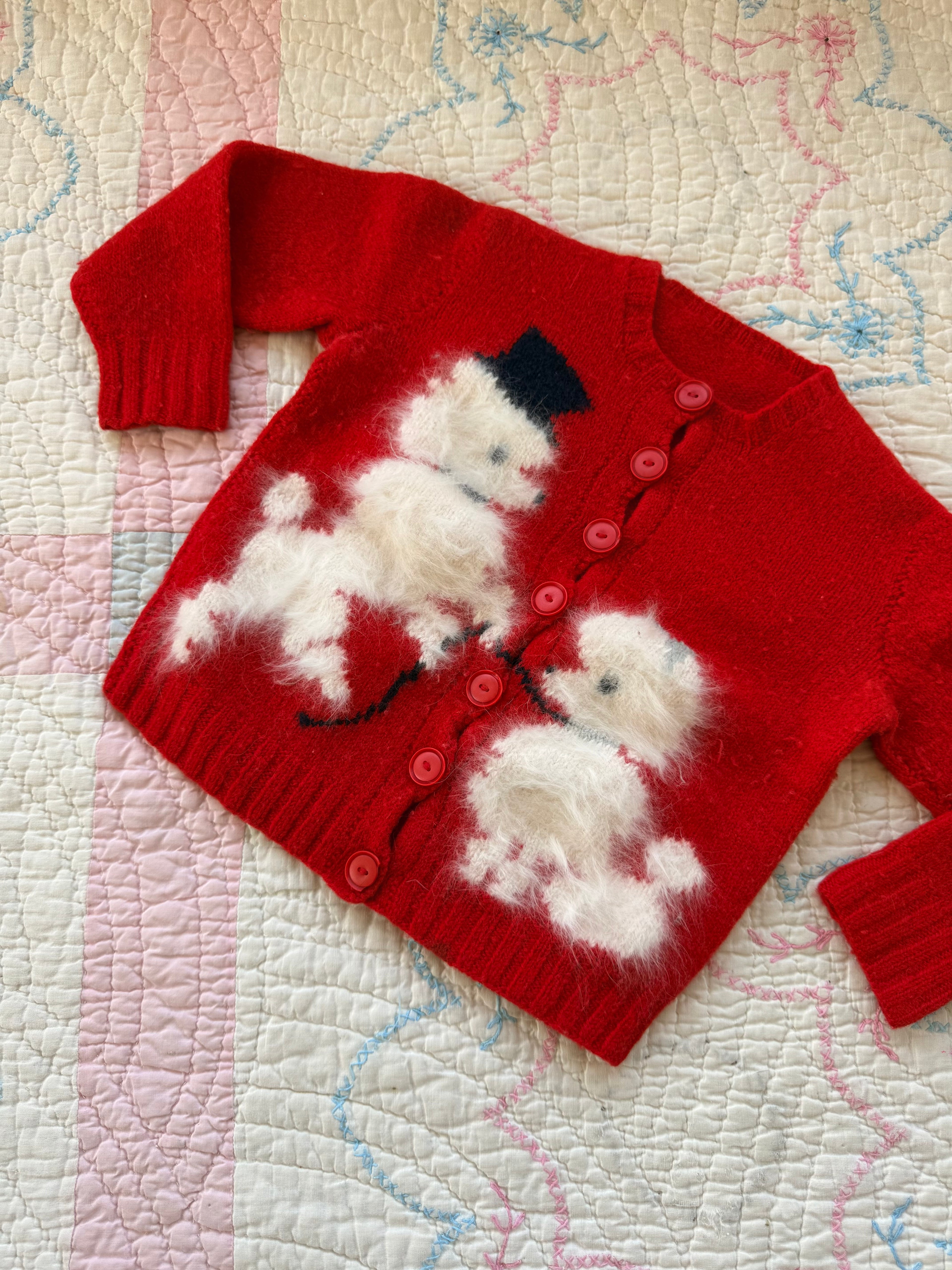 1950s fancy poodles cardigan