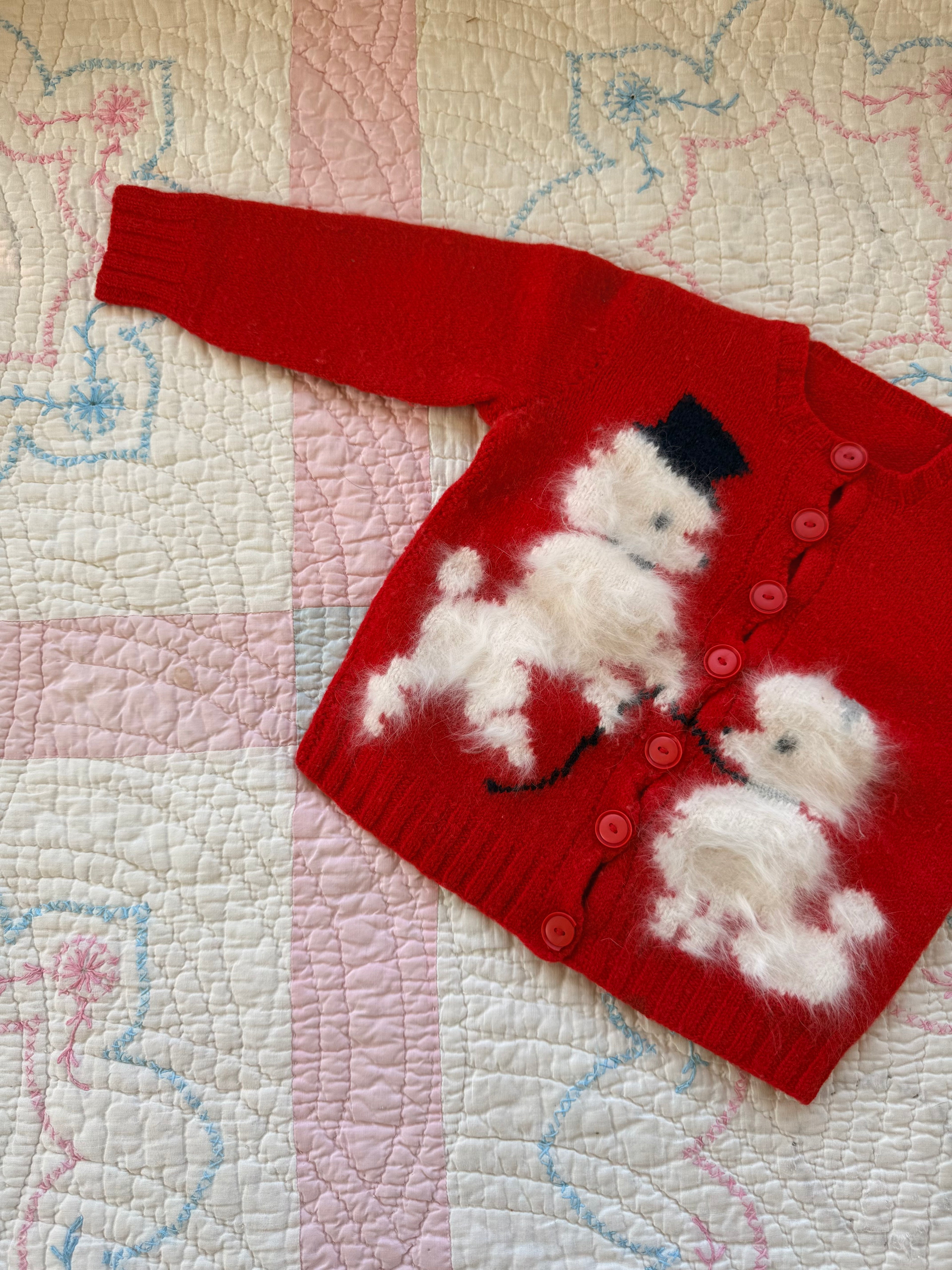 1950s fancy poodles cardigan