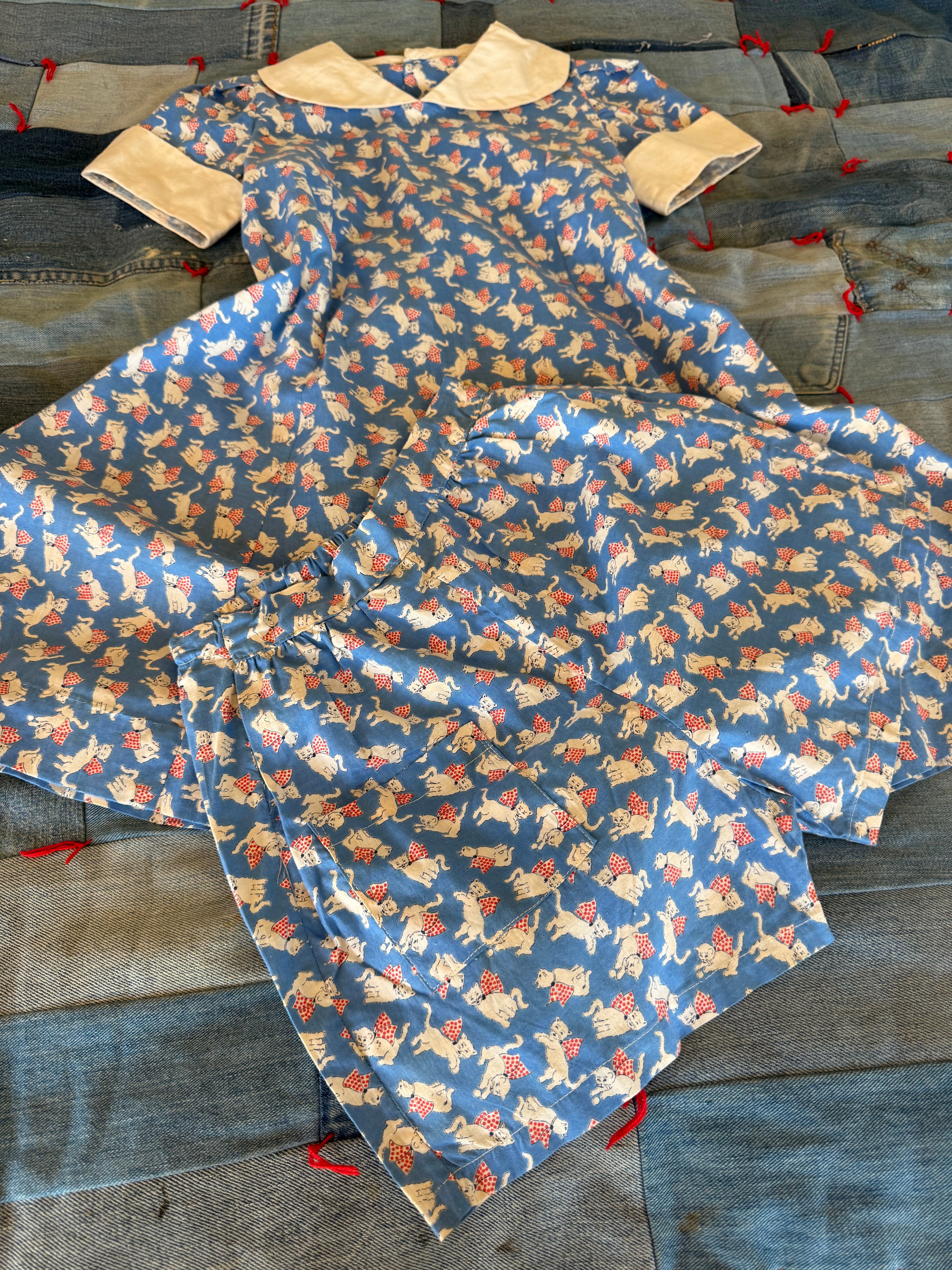1940s blue kitten set