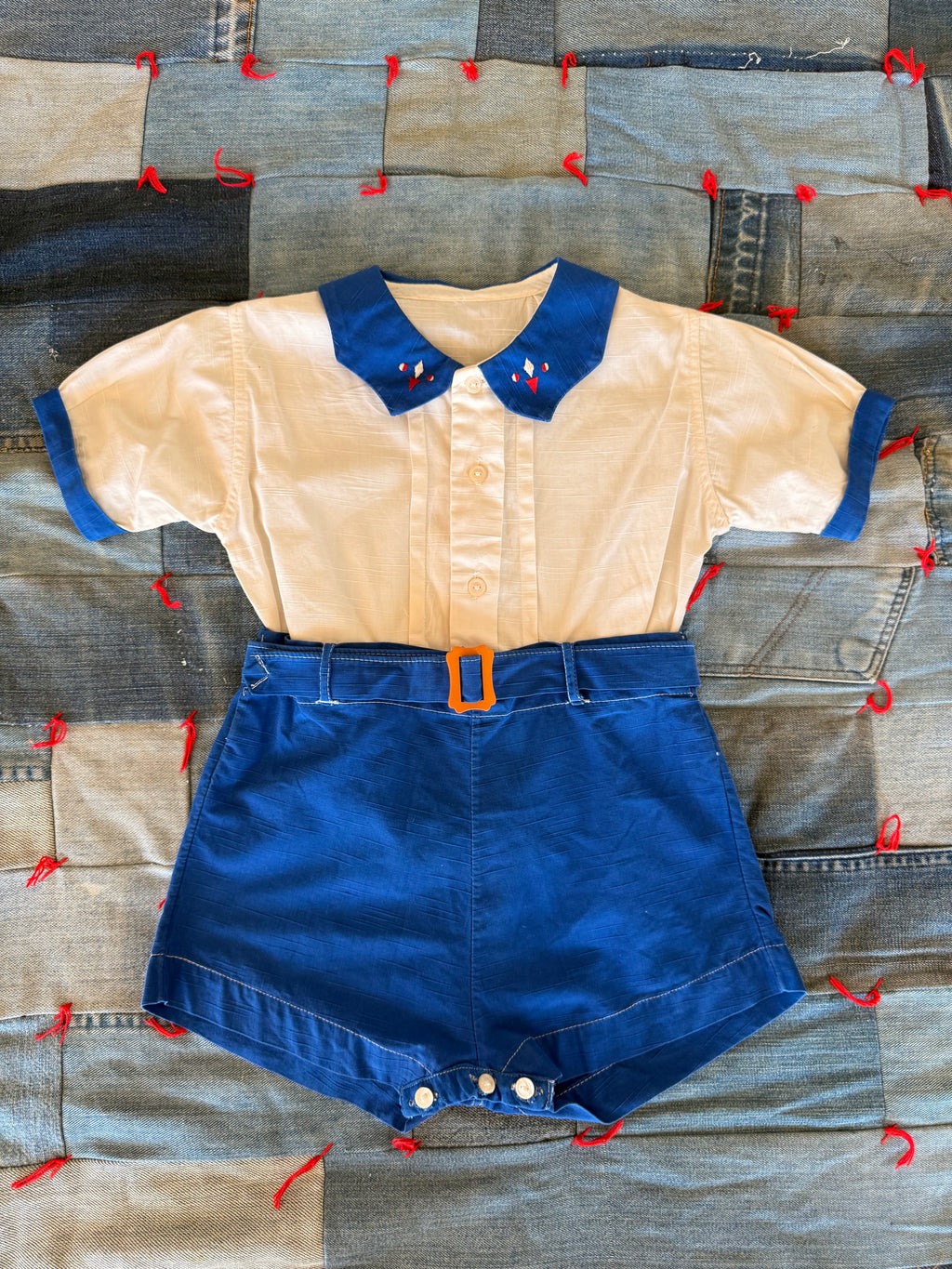 1930s handsome blue playsuit