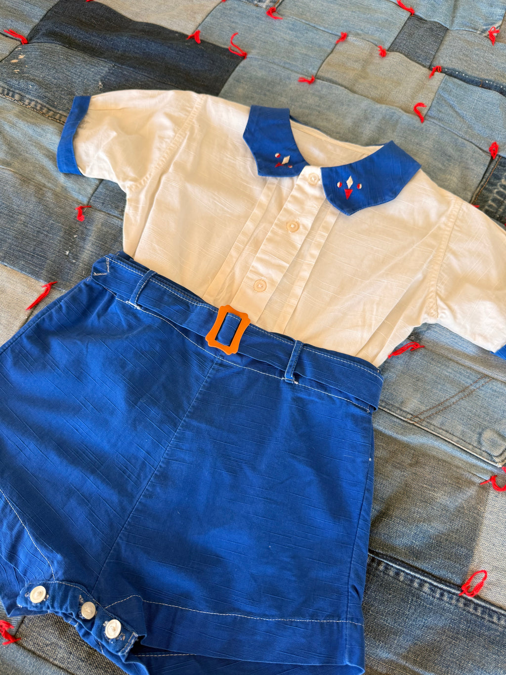 1930s handsome blue playsuit