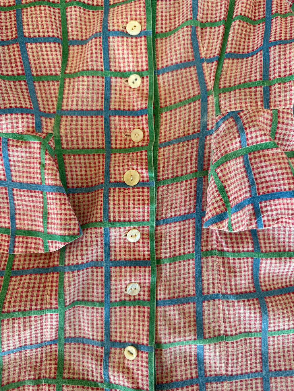 1940s plaid flutter waist dress