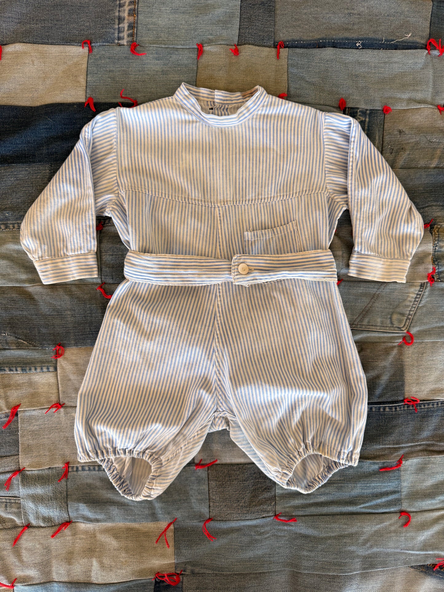 1930s cotton striped cotton romper