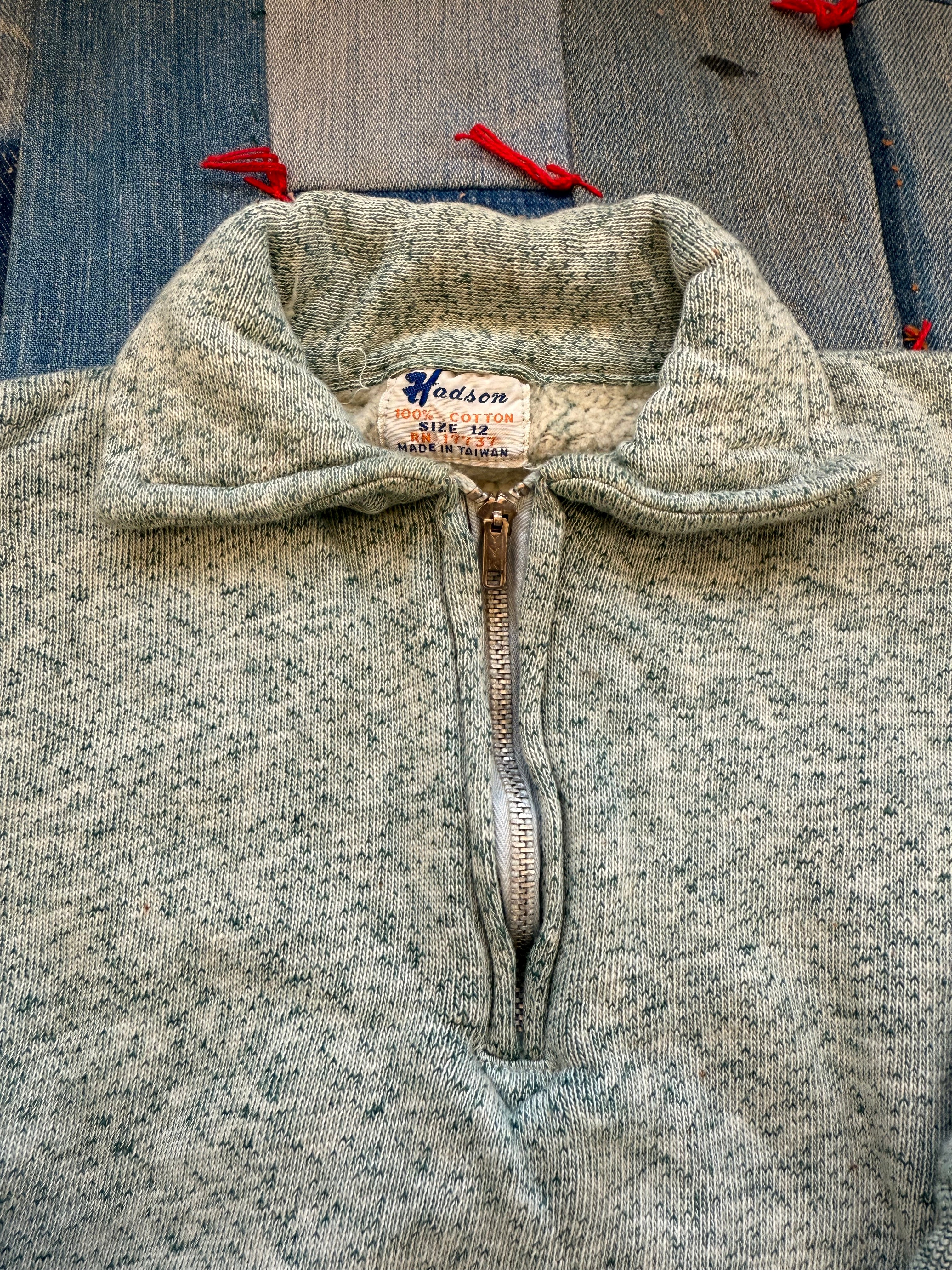 1950s heather green 1/4 zip sweatshirt